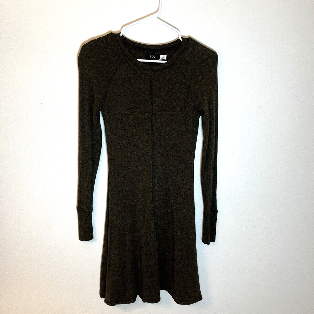 Urban Outfitters Dress soft stretch Long sleeve Knit BDG Olive Size S Lagen Look